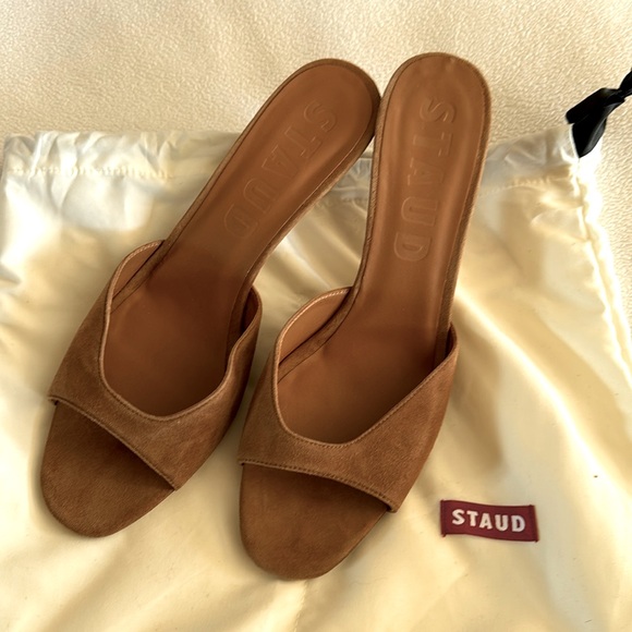 STAUD Brigitte mule kitten heel tan size 41 - Picture 1 of 4